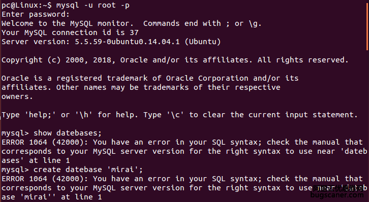 MySQL建立数据库时出现ERROR 1064 (42000)